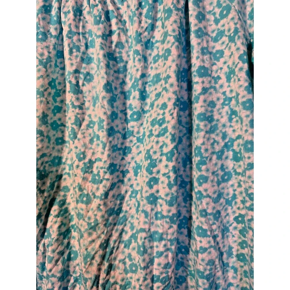 Michael Kors Women's Medium Blue Floral Cottagecore Top Blouse Boho Hippie Soft